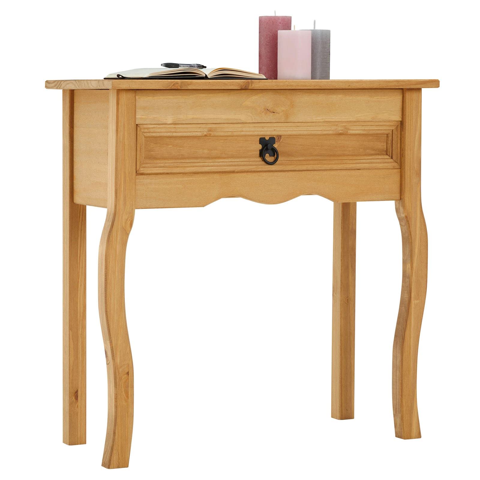 CARO-Möbel Konsolentisch Salsa im Mexiko Stil, Beistelltisch aus massiver Kiefer, Anrichte mit 1 Schublade gebeizt und gewachst, Konsole