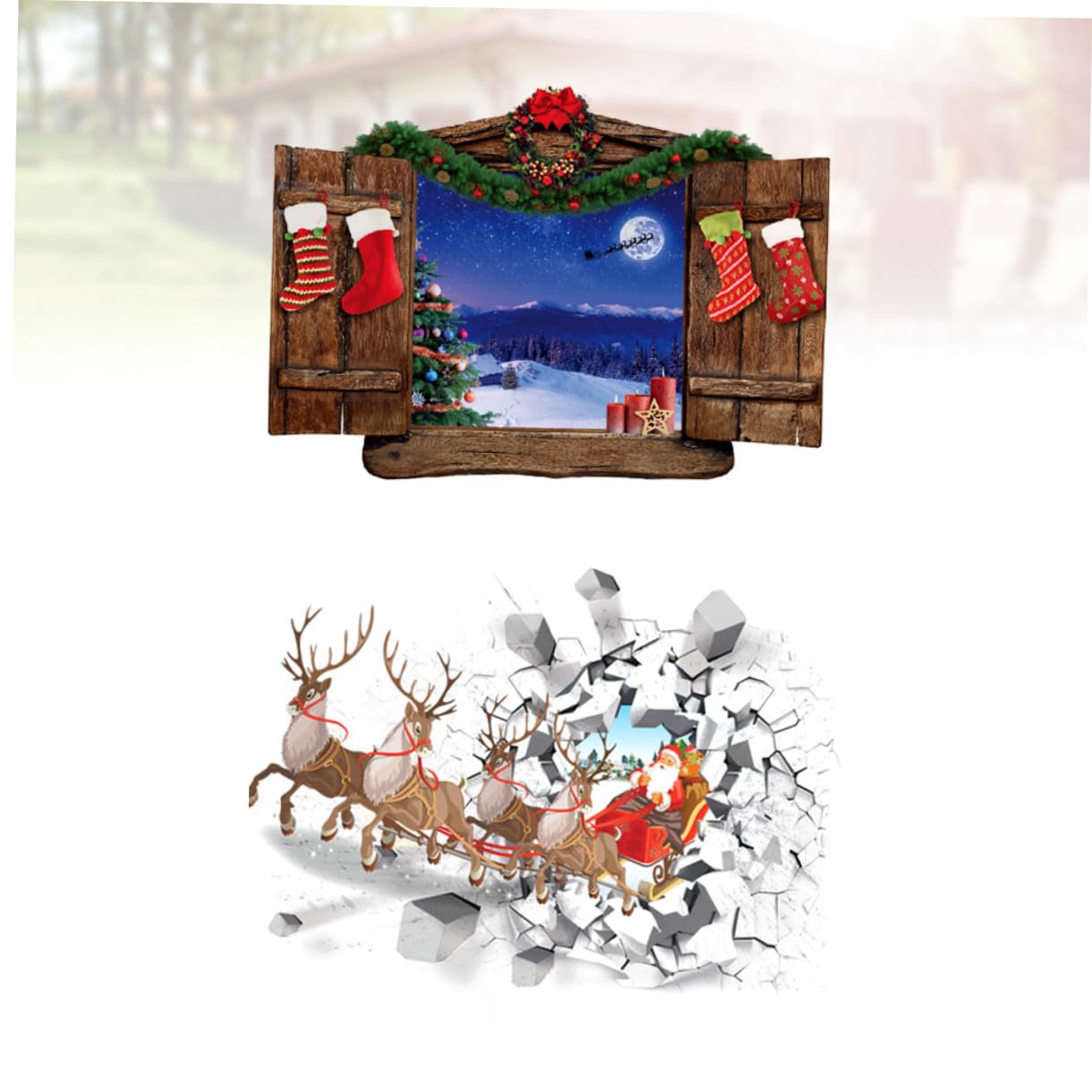 HOMSFOU 6 Pz Decalcomania Della Parete Di Natale 3d Adesivi Per Finestre Natalizie Arredamento Della Camera Dei Bambini Adesivo Per Finestra Con Scene Di Natale Adesivi Natalizi Decorare