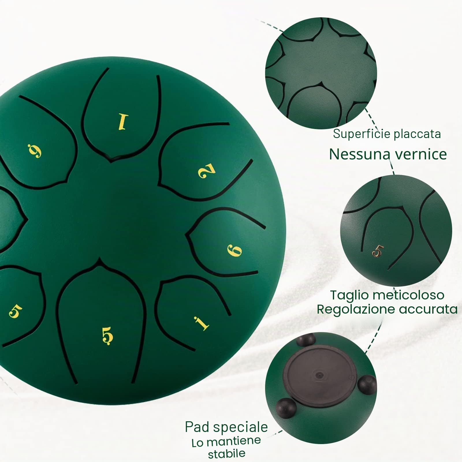 CIRULLI Tamburo in acciaio, 8 note da 15 cm, tamburo a disco, in acciaio, lingua, percussione, con scatola per accessori, custodia, pick, libro di musica e bacchette