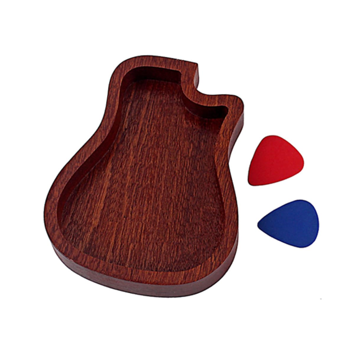 Holibanna 2pcs Wooden Guitar Pick Storage Box with Color Picks Durable Plectrum Holder for Guitar and Bass Convenient Accessory Case for Musicians and Music Lovers Random Color