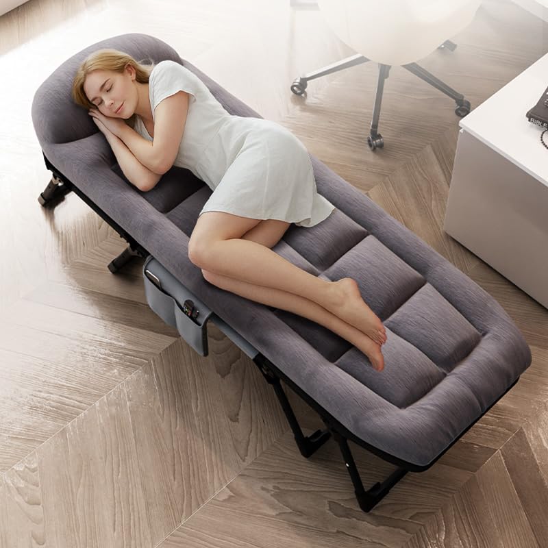 OHMG Fauteuil de Jardin Pliable & Inclinable avec Rembourrage,Repose Pieds,Accoudoirs,Appuie-tête Amovible,Chaise Longue Exterieur,Structure en Acier Époxy,Mobilier de Salon