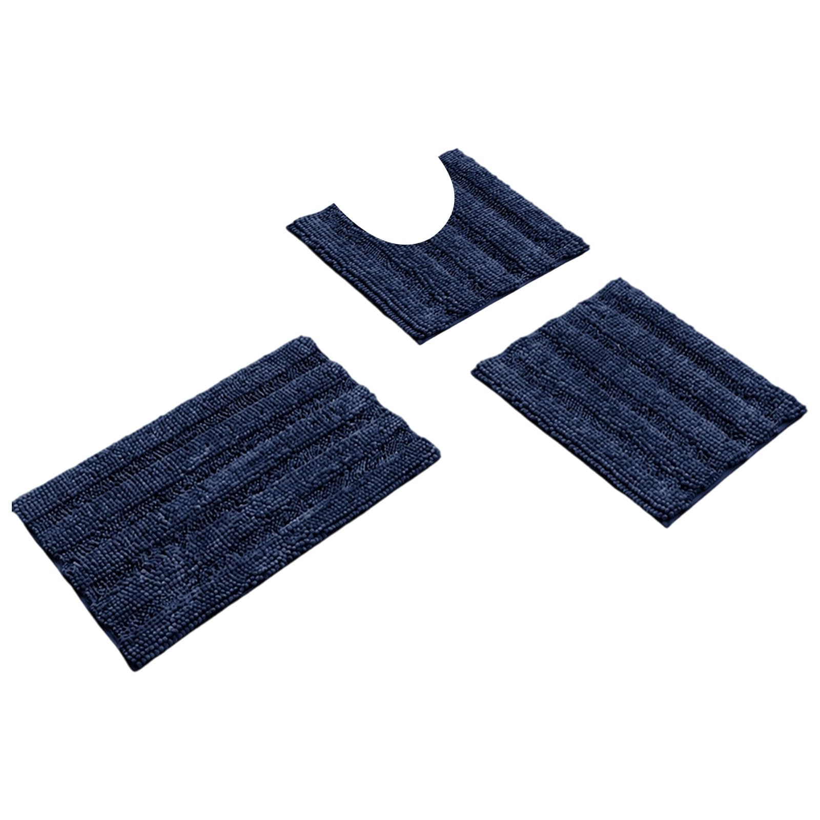 Oxxggkao Chenilles Bath Rugs 3 Pieces Soft Bathroom Floor Mats for Shower Entry Toilet Side and Tub Space Chenilles Rug