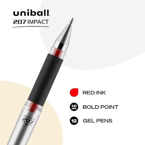 Miniatura 2 de Uniball 207 - Bolígrafo de gel de impacto, en barra, 0.039 in, tinta roja, barril negro