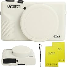 Case for Canon Powershot G7 X Mark III Digital Camera,Soft Silicone Case for Canon Powershot G7X Mark III DSLR Camera, with 2 Screen Protectors and 1 Wrist Strap. Mist White