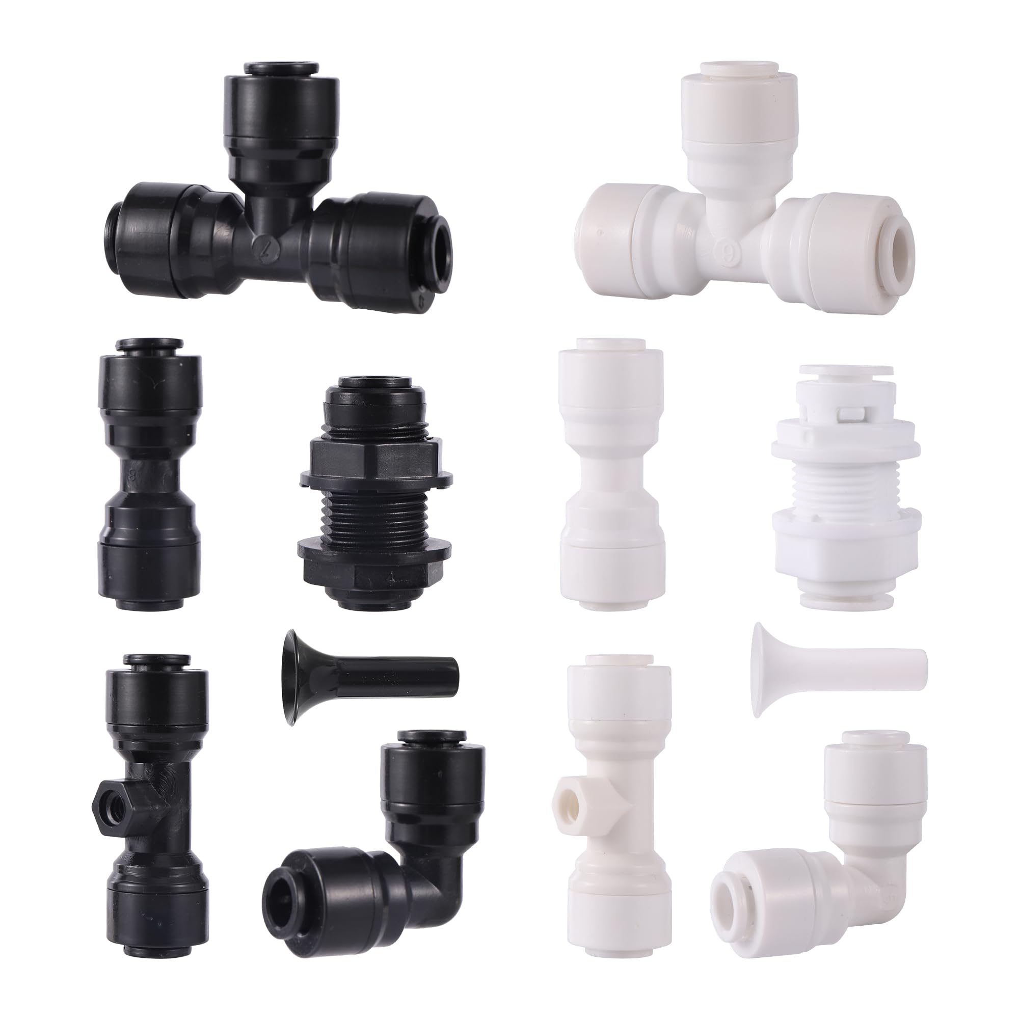 2pcs 1/4" Interface Slide Lock Quick Coupler Garden Irrigation System Tee Elbow Push-in Connection (1536)