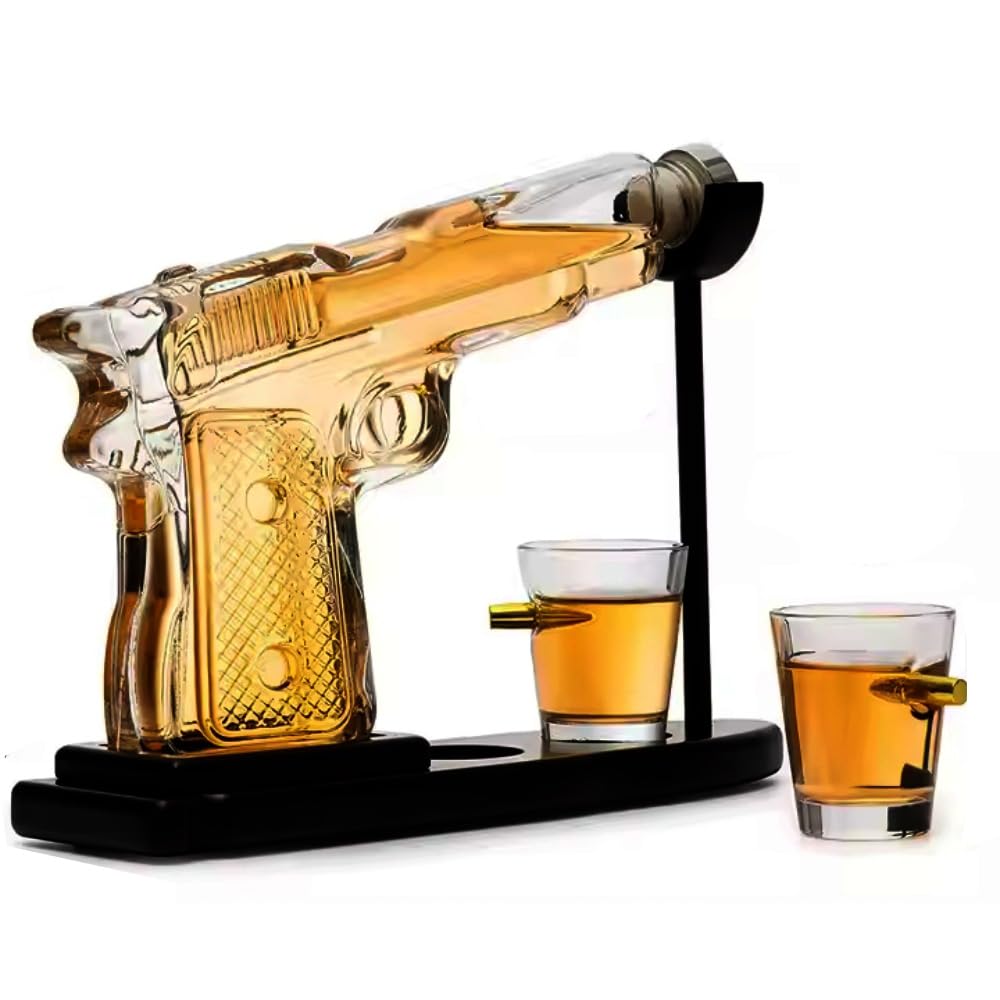 Zestaw dekanterów do whisky dla mężczyzn, wyjątkowy prezent urodzinowy dla taty, dozownik alkoholu 230 ml, dwie kieliszki do wódki