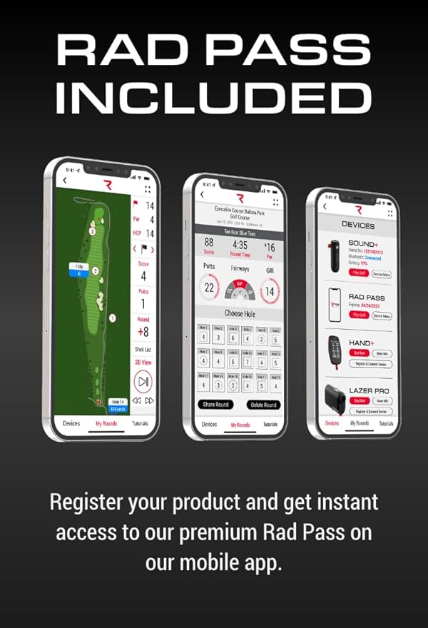 Hand+ Handheld Golf GPS Device, Shot Tracker, Record Shots, Club, GIR, Fairways, Putts, Golf Distance Range Finder, Touch Screen, 42,000+ Courses, Green View, Pin Positioning, Magnetic, Free App, IPX7 by Rad Golf - Image 7