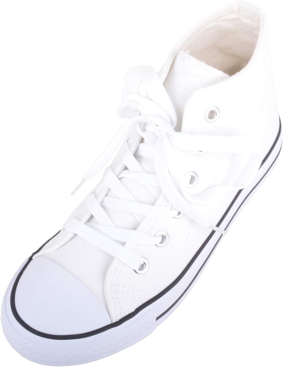 Kids/Childrens Slip On High Top Lace Up Canvas Pumps Trainers Shoes with Matching Sole - White - US Child 3 / EU 35