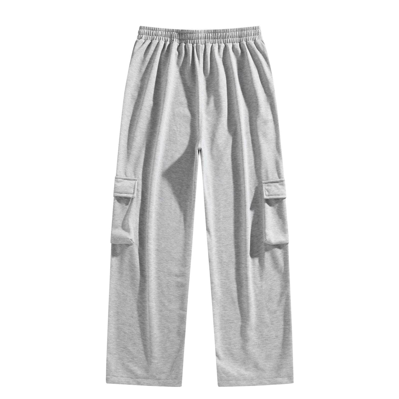 Pantalones de chándal holgados para hombre, de algodón, con cordón, con bolsillos, largos, informales, para exteriores, cintura elástica, pantalones cargo cómodos, pantalones de senderismo