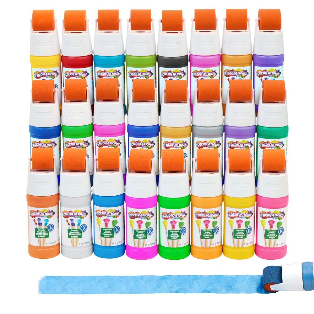 Colorations Paraben-Free Simply Washable Tempera Paint Roller Set - 24 Colors