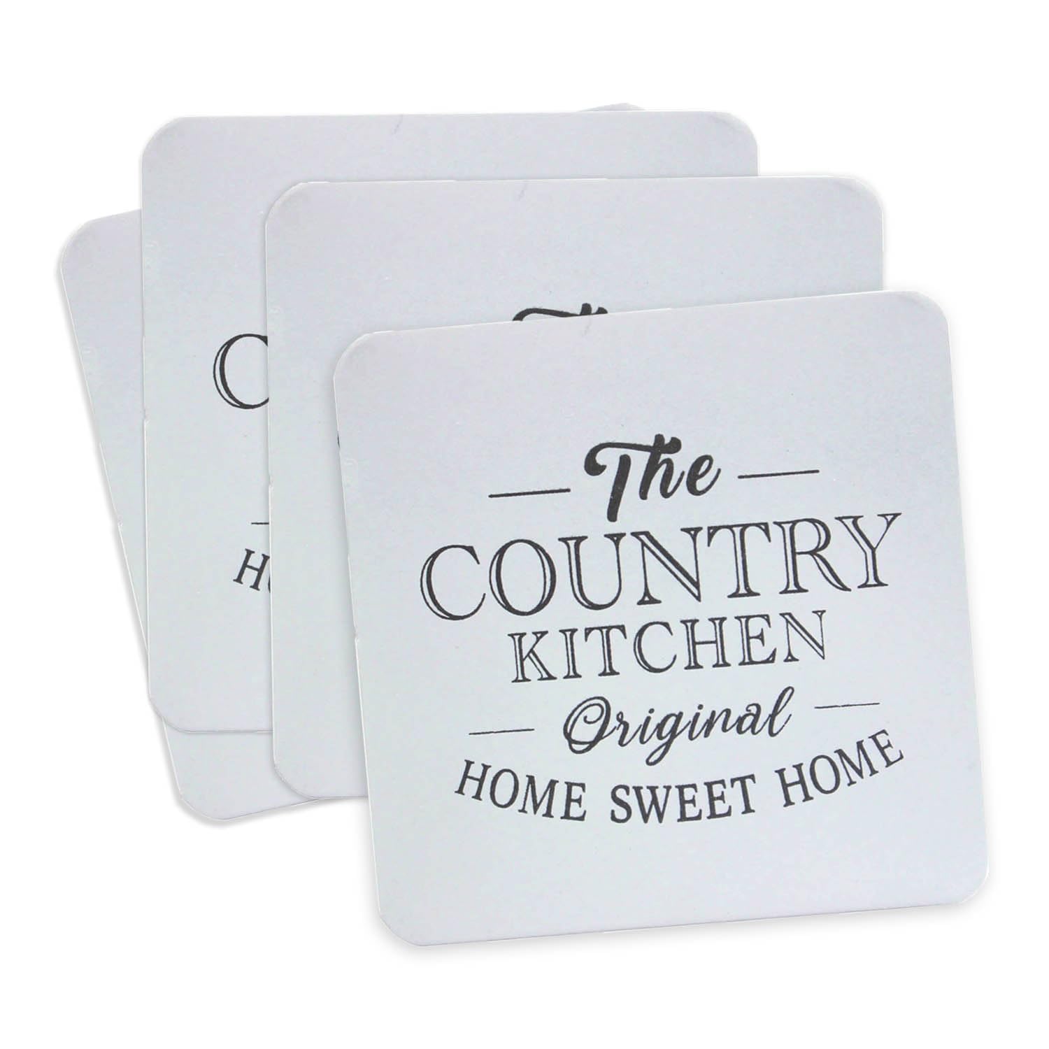 Leonardo White Country Kitchen And Grey Set Of 4 Coasters
