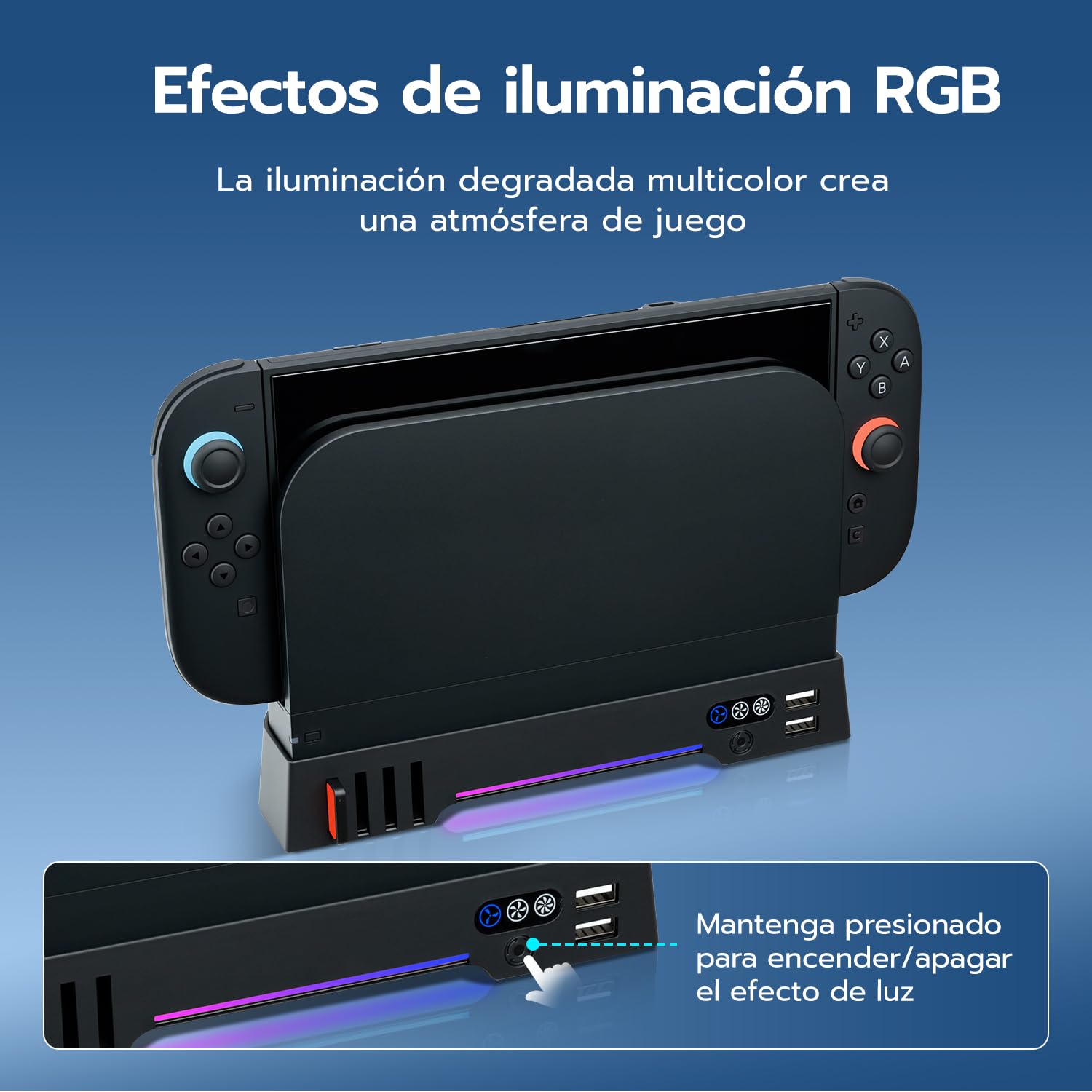 Mcbazel RGB Ventilador de Enfriamiento para Nintendo Switch 2 Dock, Ajustable 3 Velocidades Soporte con Luces RGB para Almacenamiento de Tarjetas de Juego con Puertos Carga par Switch 2 Consola