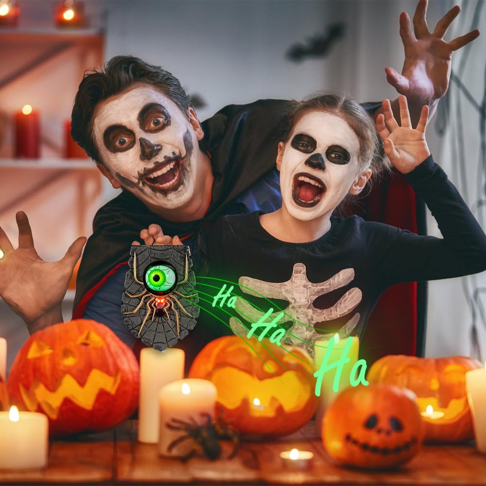 TRIXES Halloweenowy dzwonek do drzwi, nawiedzona gałka oczna - przerażający świecący dzwonek do drzwi