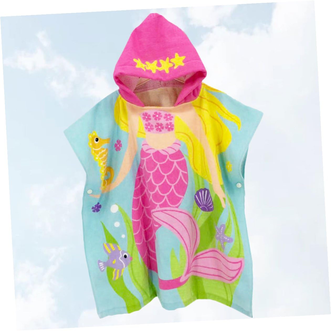 Toalla de Playa Capucha para Niños, Algodón Rosa 60cm