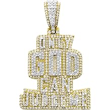 ONLY GOD CAN JUDGE ME Letter Gold Color Micro Paved CZ Rock Punk Hip Hop Bling Men Pendant Necklace