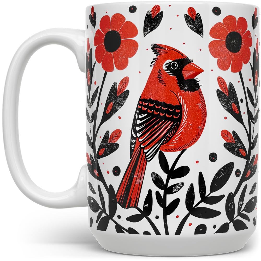 Amazon.com: Loftipop Cardinal Bird Ceramic Coffee Mug, Floral Nature Tea  Cup, Gift for Women Mom Friend Coworker (15oz) : Home & Kitchen