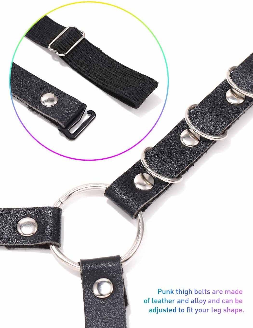 Black Thigh Garter Belt Punk Leather Leg Harness Thigh Straps Gothic Rave Accessories for Women