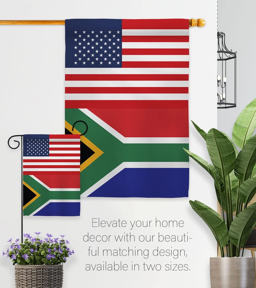 South Africa US Friendship Garden Flag - Regional Nationality Nation International World Country Particular Area - House Decoration Banner Small Yard Gift Double-Sided Made in USA 13 X 18.5