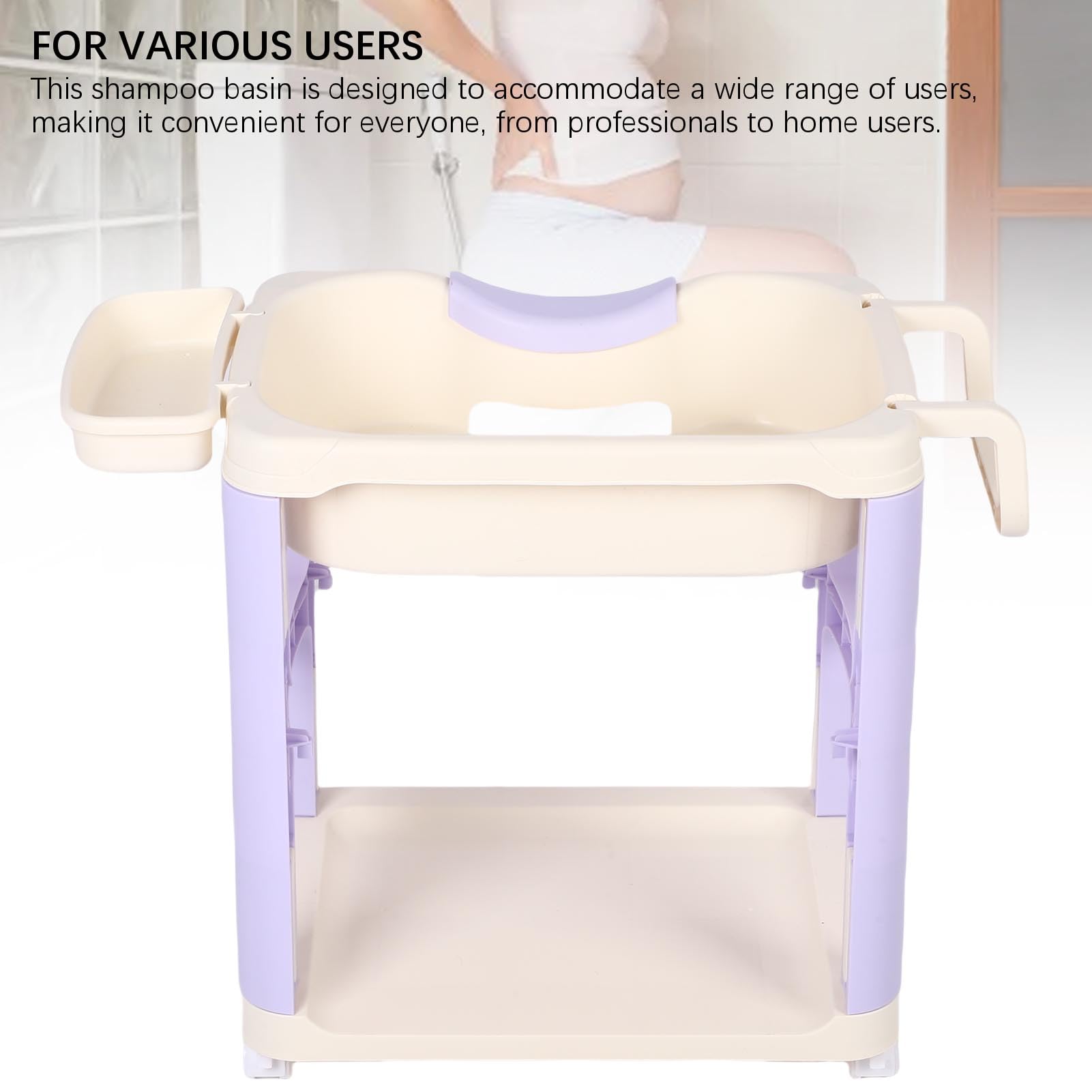 Generic Ergonomiczna Umywalka do Włosów z Uniwersalnymi kółkami. Trwała Taca na Szampon do Użytku w Salonie i domu. Plastik (PURPLE)