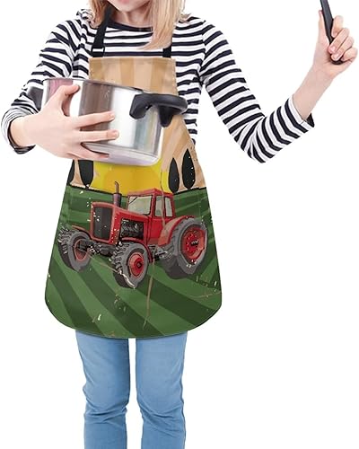 Miniatura 4 de doginthehole Delantal para niños con bolsillo para niños y niñas, delantales de chef ajustables con 2 bolsillos para cocinar, pintar