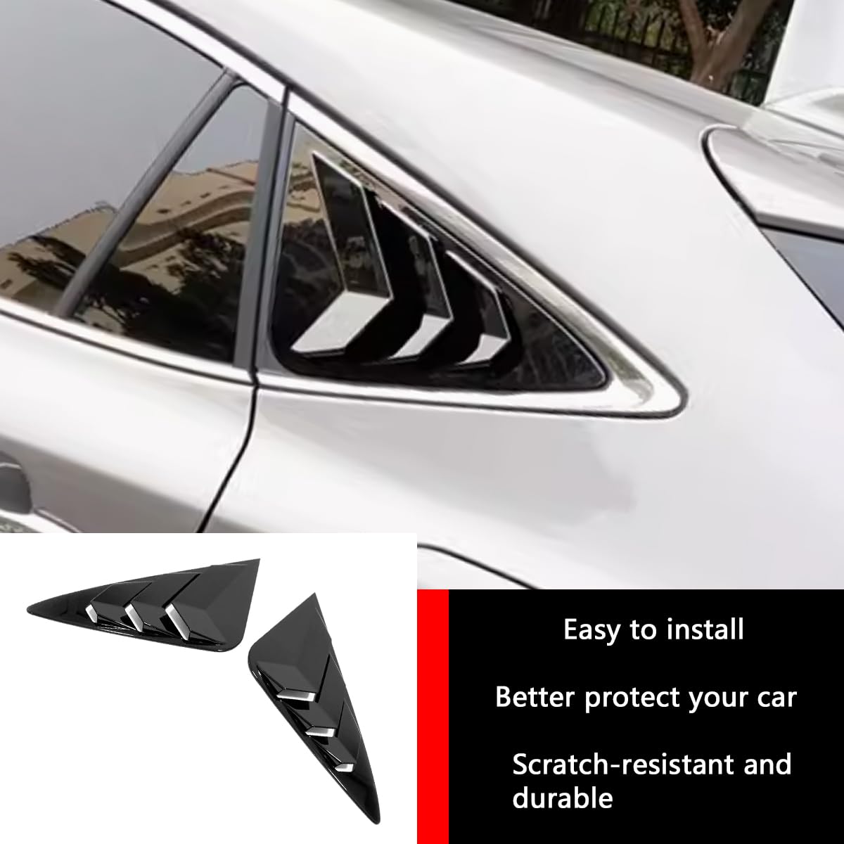 KELEIMAI Car Accessories Fit for Toyota VENZA 2021 2022 2023 2024 Rear Window Shutter Louvers Cover Trim (Glossy Black) 2PCS ABS