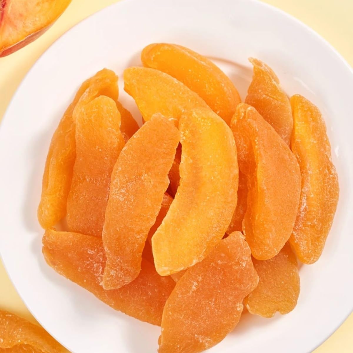 Getrocknete Gelbe Pfirsich Scheiben Fruchtiger Süß Sauer Lecker Snack