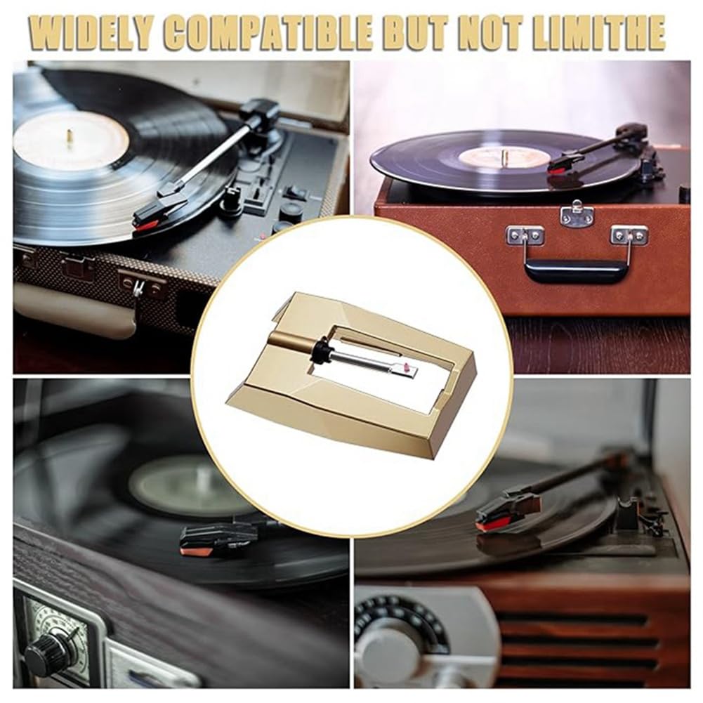 Tassteen 3PCS Record Player Needle, Upgraded Golden Record Needles Stylus Replacement for, Turntable Easy to Use