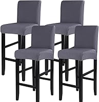 Vista 38 de SearchI - Juego de 4 fundas para taburetes de bar de jacquard, fundas elásticas y lavables para taburetes de bar, fundas para sillas de altura