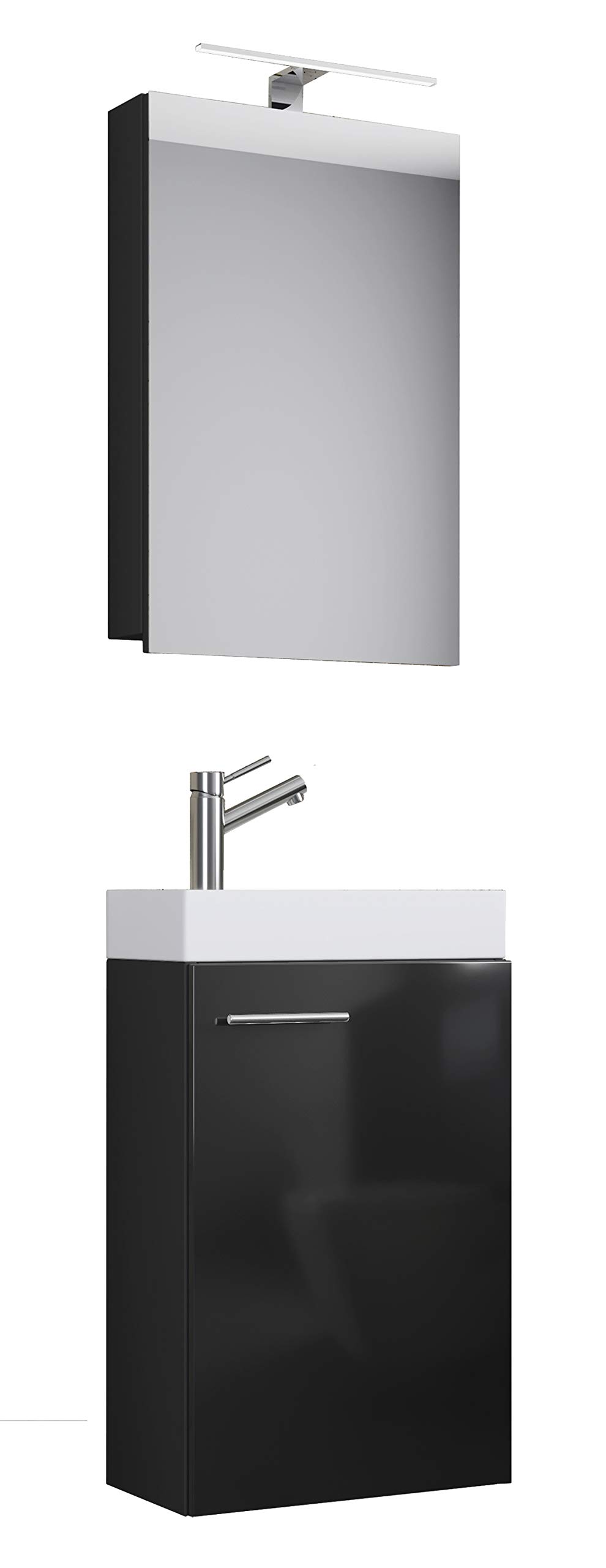 VCM 3-TLG Set | Waschplatz für Gäste WC | Gästebad | Waschtisch | Badezimmer Set - Slito SC Schwarz