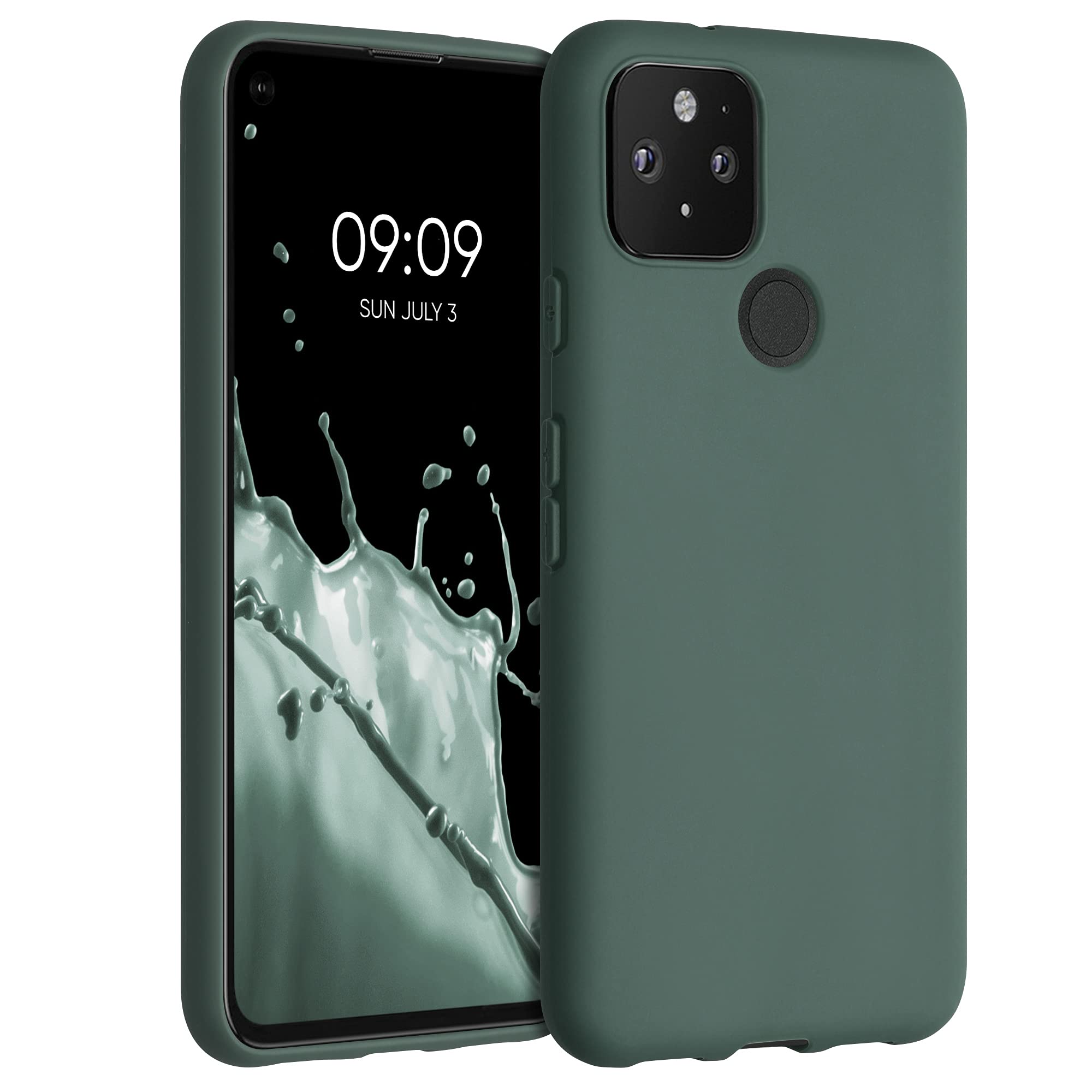 kwmobile Case Compatible with Google Pixel 5 Case - Soft Slim Protective TPU Silicone Cover - Forest Green