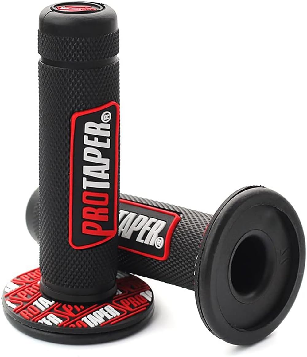 PROTAPER Motorcycle Handle Grips, 7/8 inch, Non-Slip Dirt Bike Handlebar Grips, Black and Red