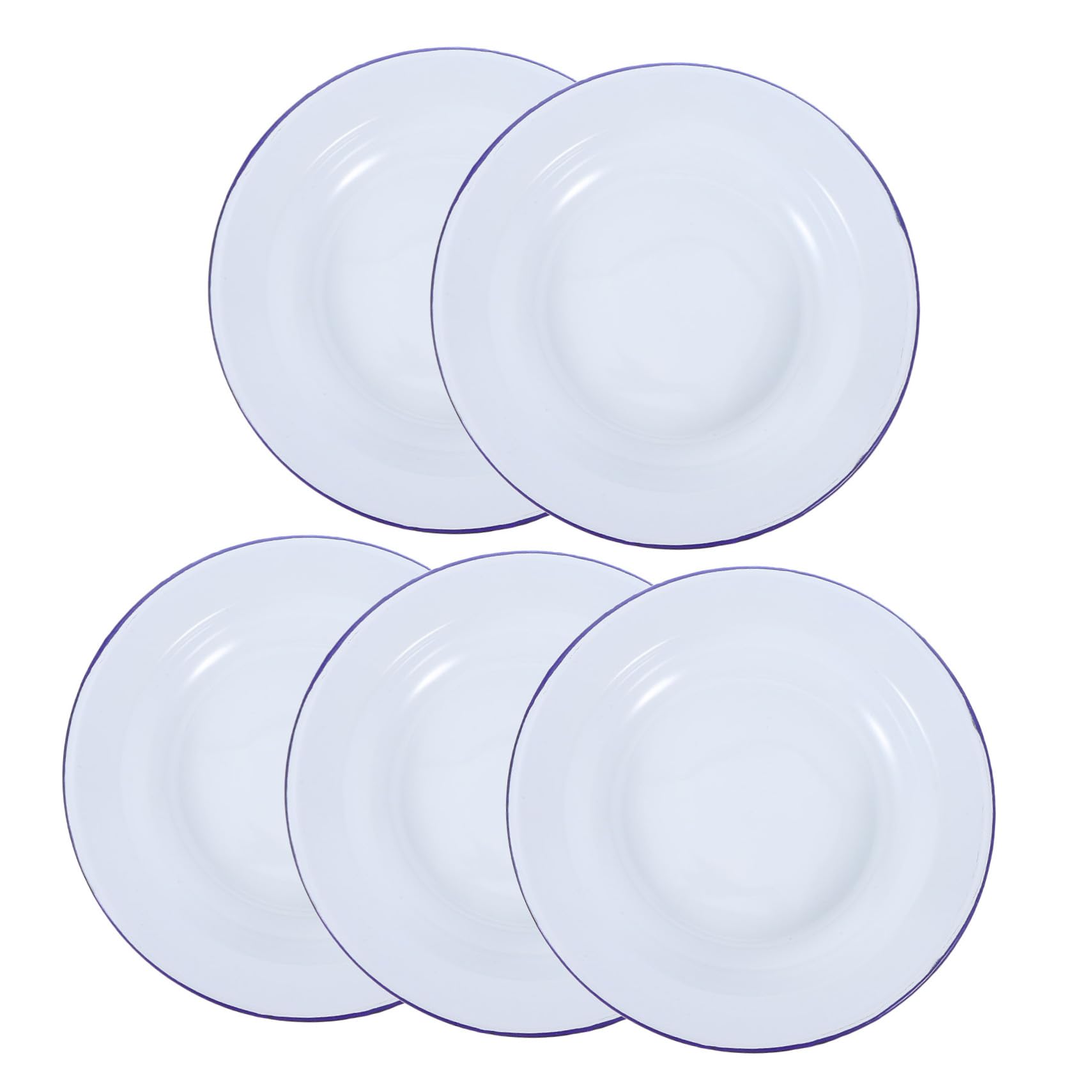 NUOBESTY Plato Blanco 5 Redondo Vintage Piezas 24cm Esmaltado