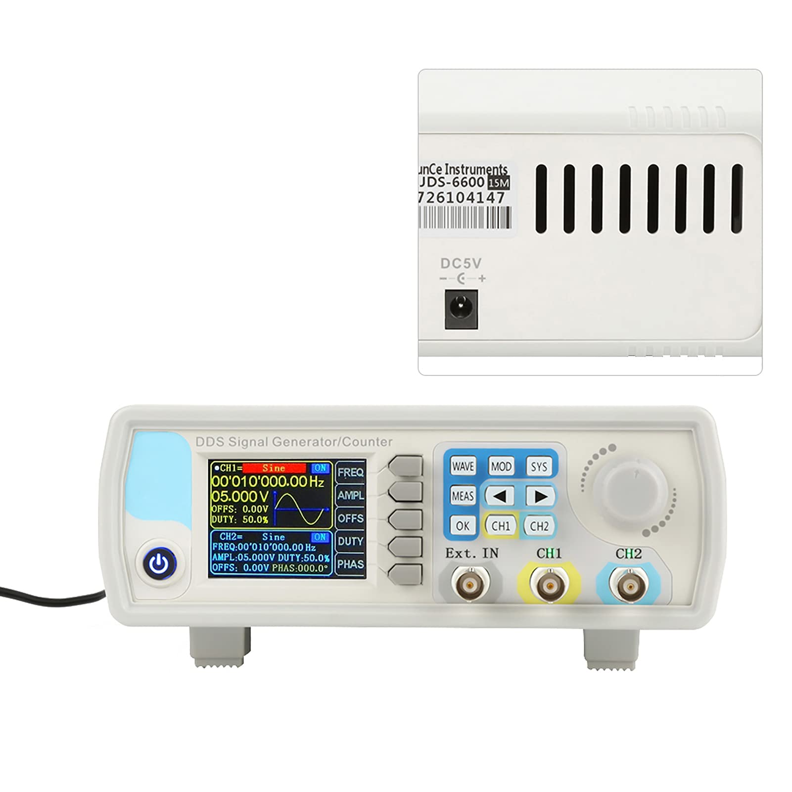 Generatore di Segnale, Generatore di Funzione Jds6600 Dds a Frequenza Sinusoidale ad Alta Precisione Controllo Strumentazione Digitale Ac100-240v (Reg. USA 60 Hz) (15 Hz)