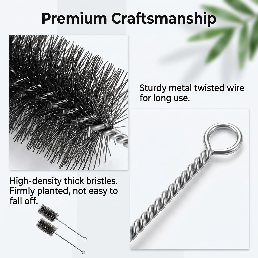 Brosse Métallique 40mm Acier Inoxydable Kit Ramonage Flexible pour Nettoyage Conduits Fumée Chaudière Poêle Granulés
