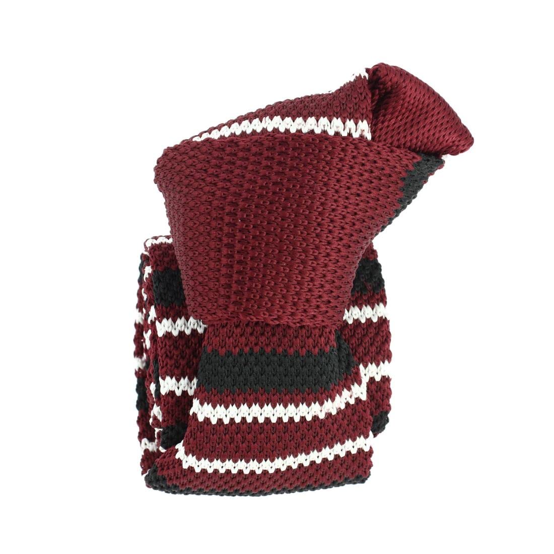 Clj Charles Le Jeune. Stewart knit tie, Microfibre, Bordeaux and white. Club/striped., Red, Oui