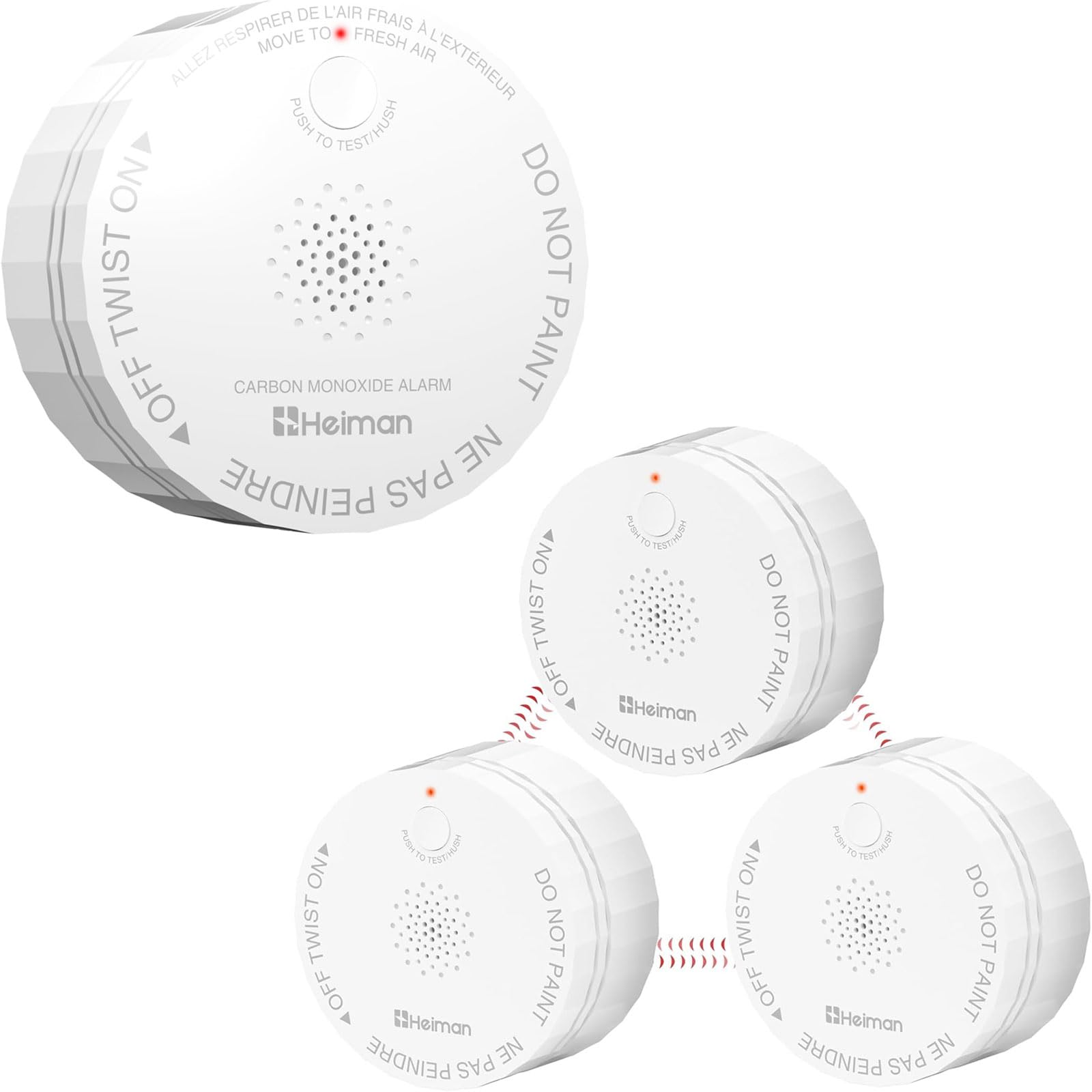 Wireless Interconnected Smoke Alarm 3 Pack and Wireless Interconnected CO Alarm 1Pack