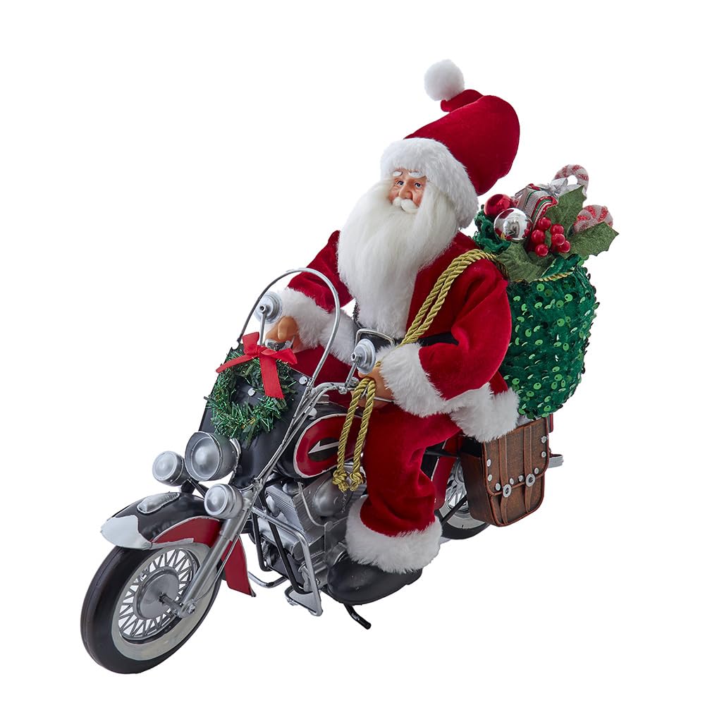 Père Noël en Motard Kurt Adler 35,6 cm, cadeau idéal pour passionné de moto