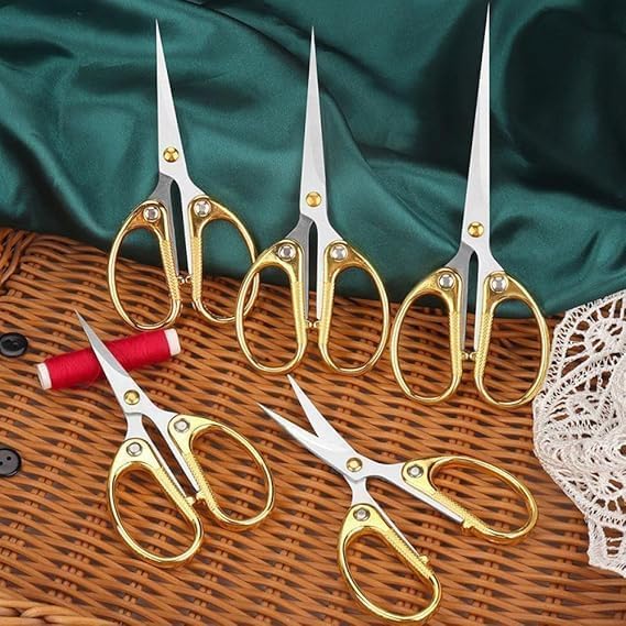 CEPLO Golden Handle Scissors for Cutting Clothes and Fabrics Brass Handle Multipurpose Scissor,DIY Crafts Precision Sharp Blades for Smooth Cuts and Durable Performance 4