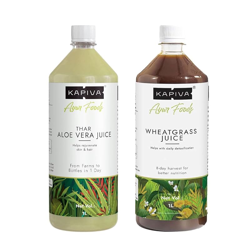 Kapiva Suplemento Fitoterápico em Suco de Aloe vera e Grama de Trigo, 2 garrafas de 1 L