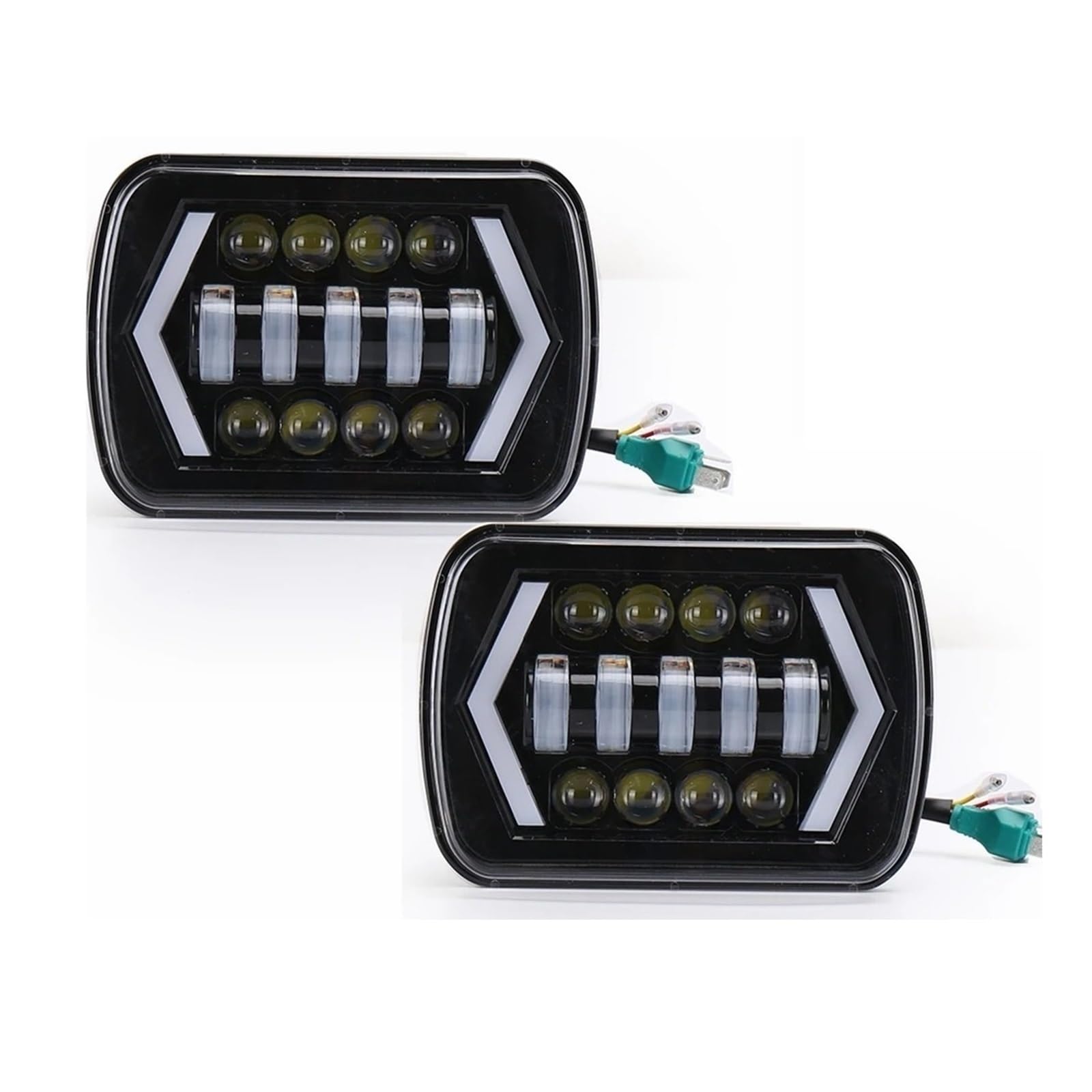 Indicatori Direzione Per Nissan 240SX (s13) H4 Faro Quadrato 90W 7x6'' 5X7 Faro LED Impermeabile Bianco DRL Ambra Indicatore Di Direzione