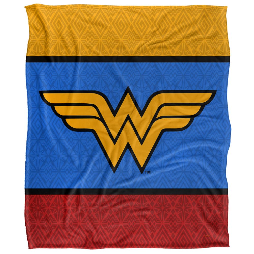 Wonder Woman Tri-Color Silky Touch Super Soft Throw Blanket 152 X 127 cm, White