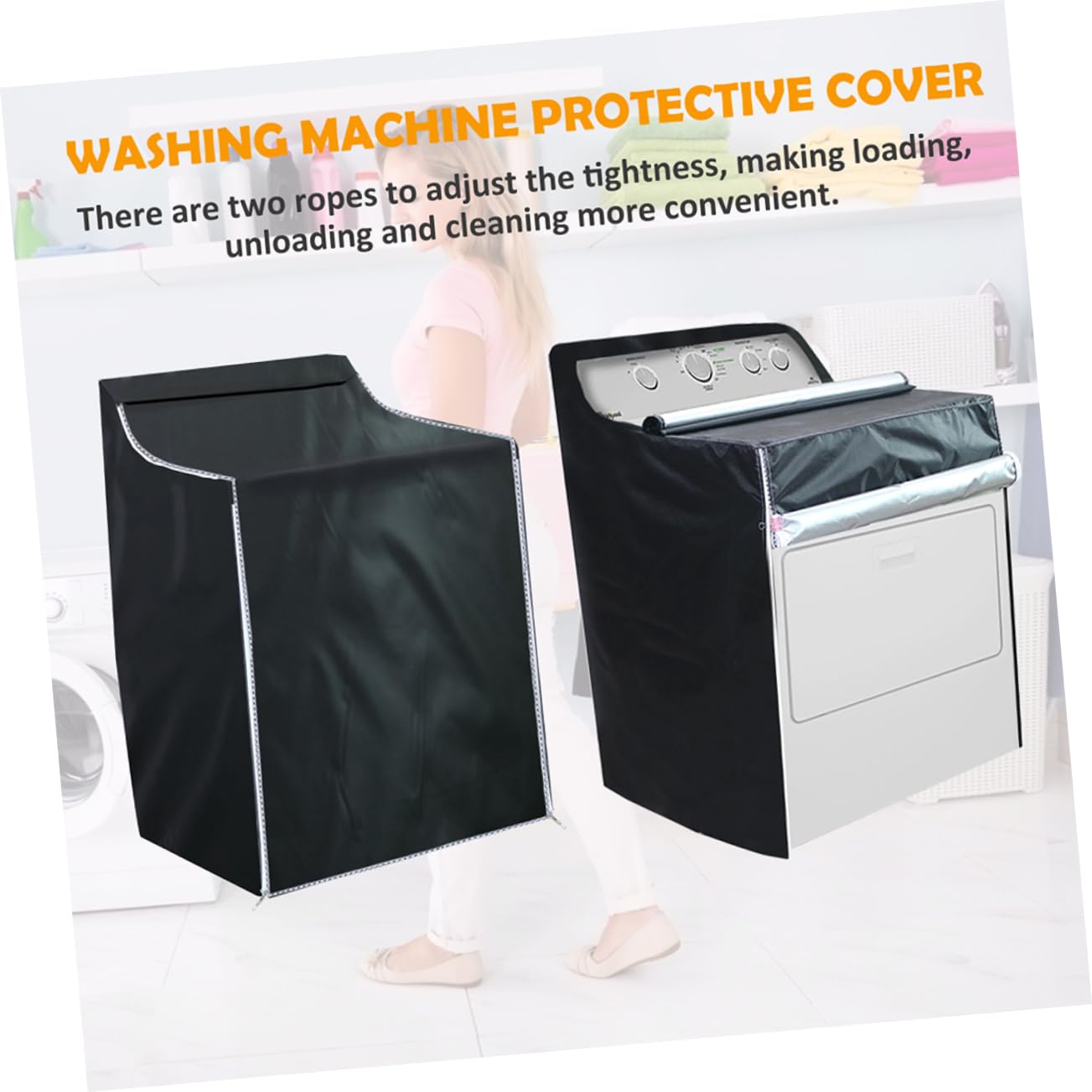 Oxford Housse de Protection 2 Pièces Noir Machine à Laver