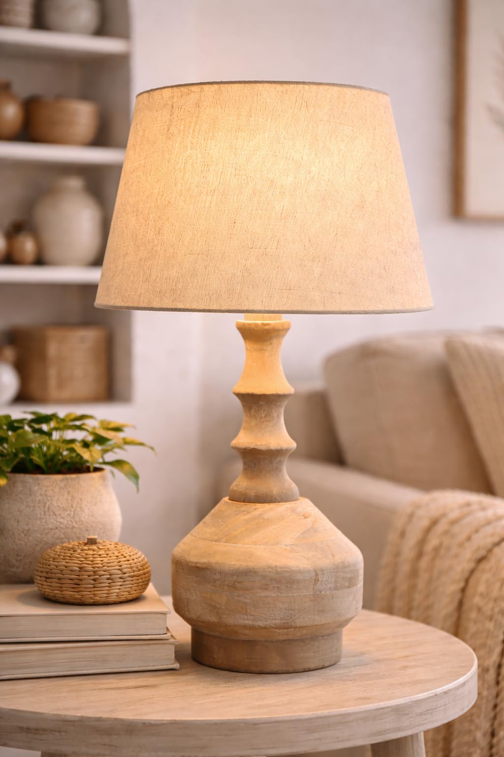 tu casa Mango Wood Table Lamp - Black & Print -15 tu casa Mango Wood Table Lamp - Black & Print -15