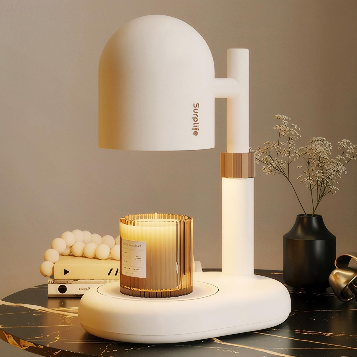Shering Candle Warmer Lamp with Timer Dimmable, Birthday Gifts for Women Mom, Adjustable Height Candle Warmer Light with Gift Box, Home Decor, Wax Warmer Lamp with 2 Bulbs