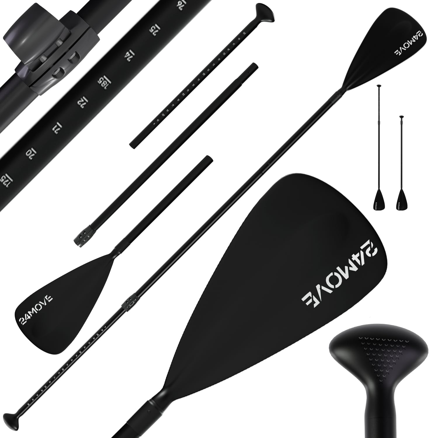 24MOVE® Paddel Teleskoppaddel Stechpaddel Einzelpaddel für SUP Stand Up Board, Leicht aus Aluminium 210cm, grün, blau, schwarz