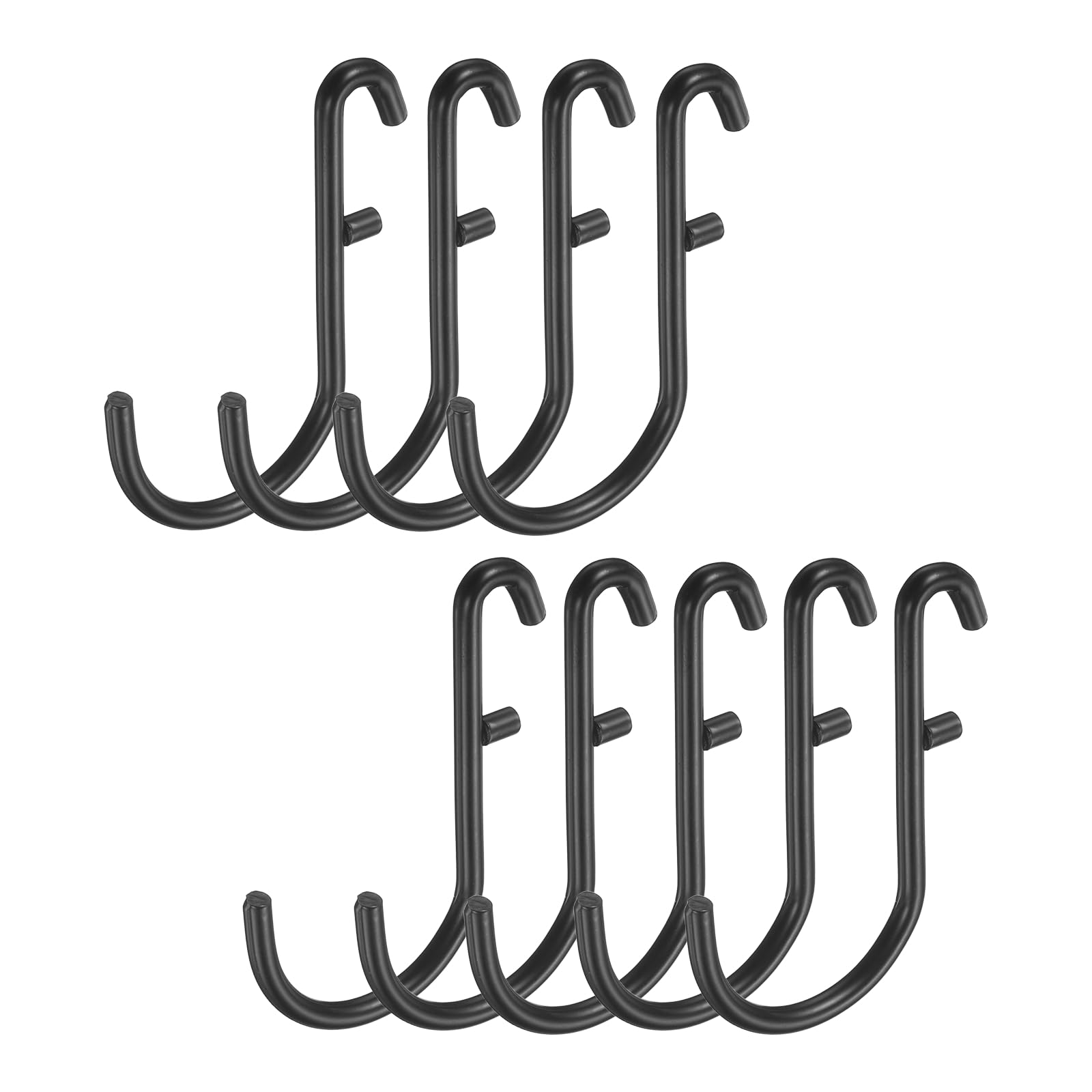 sourcing map 12Pcs Pegboard Hooks, 1.8 x 2.8 in Metal Peg Board Hooks for Hanging Fit 5x16mm Hole Long Metal Storage Hook l Shape Hanging Accessories, Home Garage Office Wall Organizer, Black
