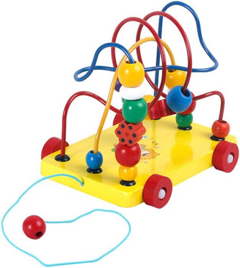 Eonkoo New Colorful Beaded Trailer Kid Push Pull Toy for