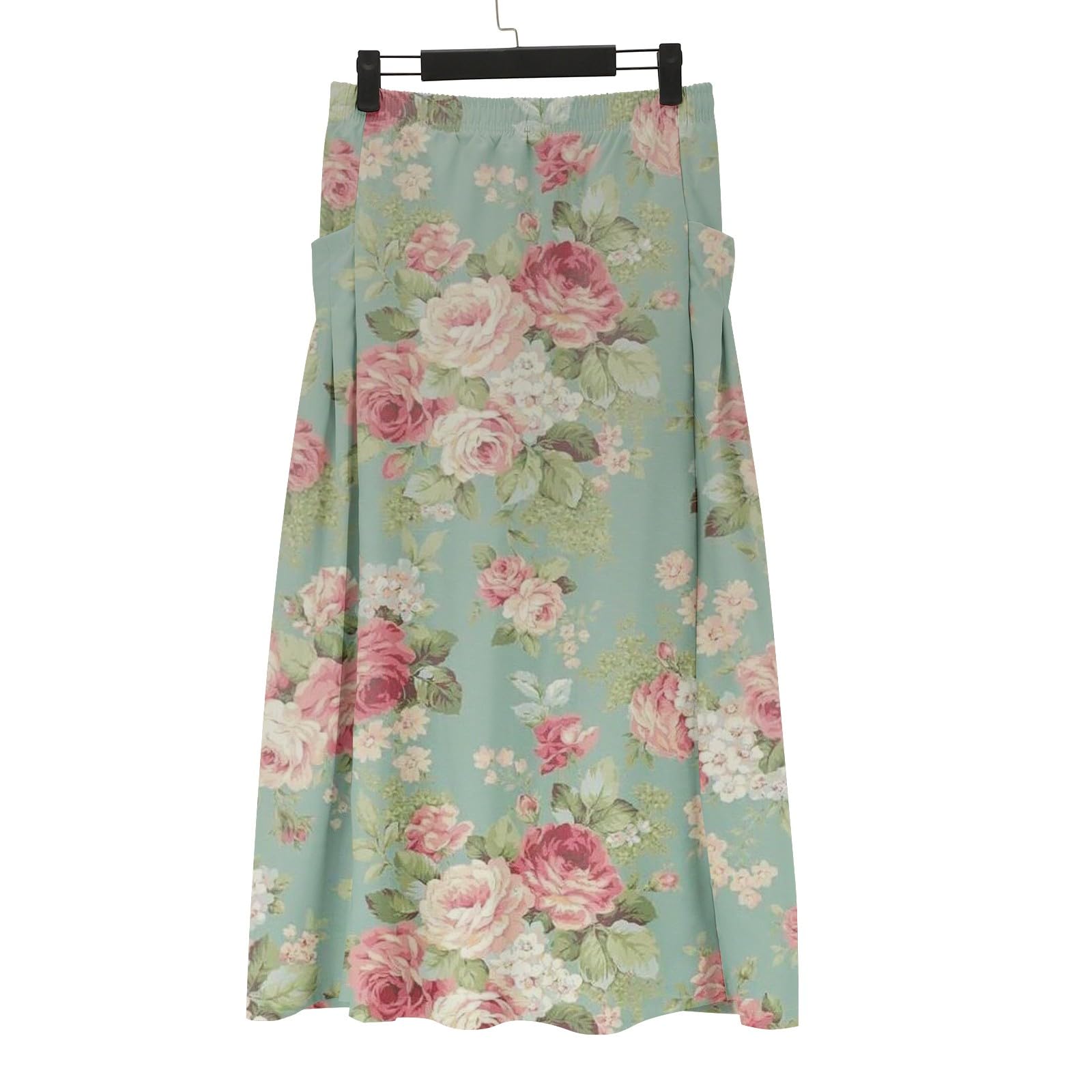 Jupe imprimée en lin pour femme - Robe décontractée tendance - Jupe à taille élastique avec poche - Motif floral - Jupe de maternité grande taille pour femmes et filles - À porter à la maison ou