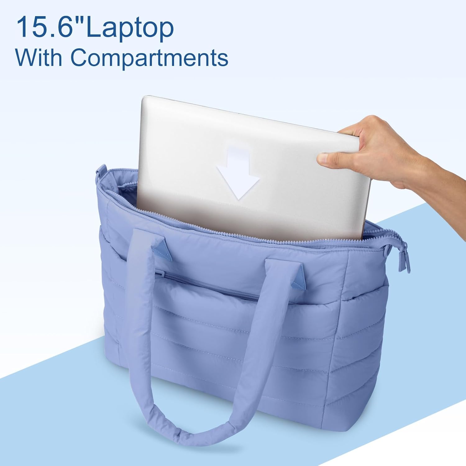 Tote Bag for Women Puffer Work Tote Handbag Large Quilted Nurse Bag with Zipper for Travel - Image 8