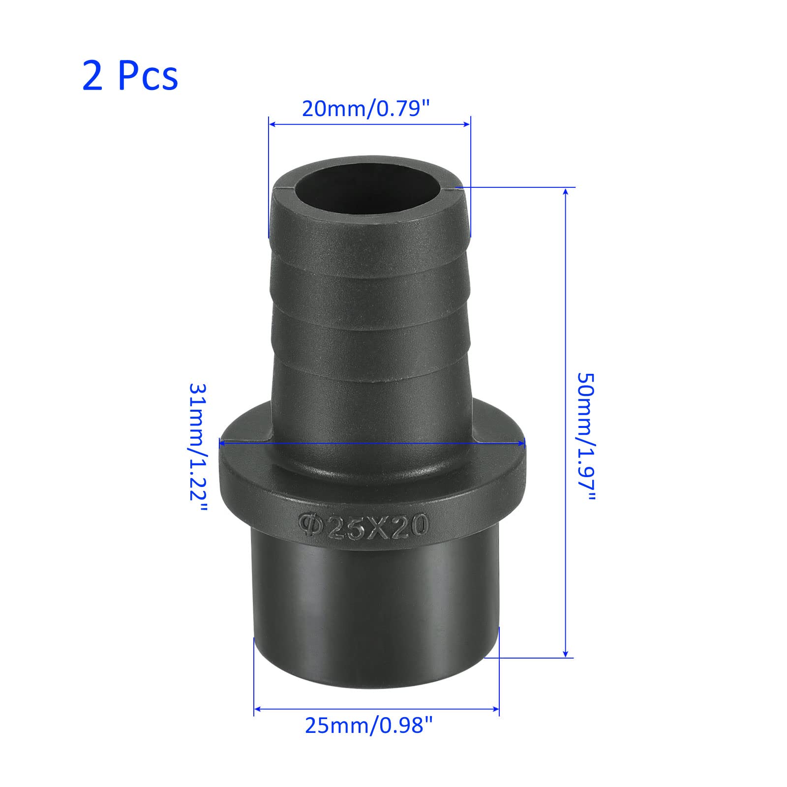M METERXITY 2 Pack PVC Pipe Fitting, Water Tube Connector, 20mm Barb Straight Pipe Joint - Image 3